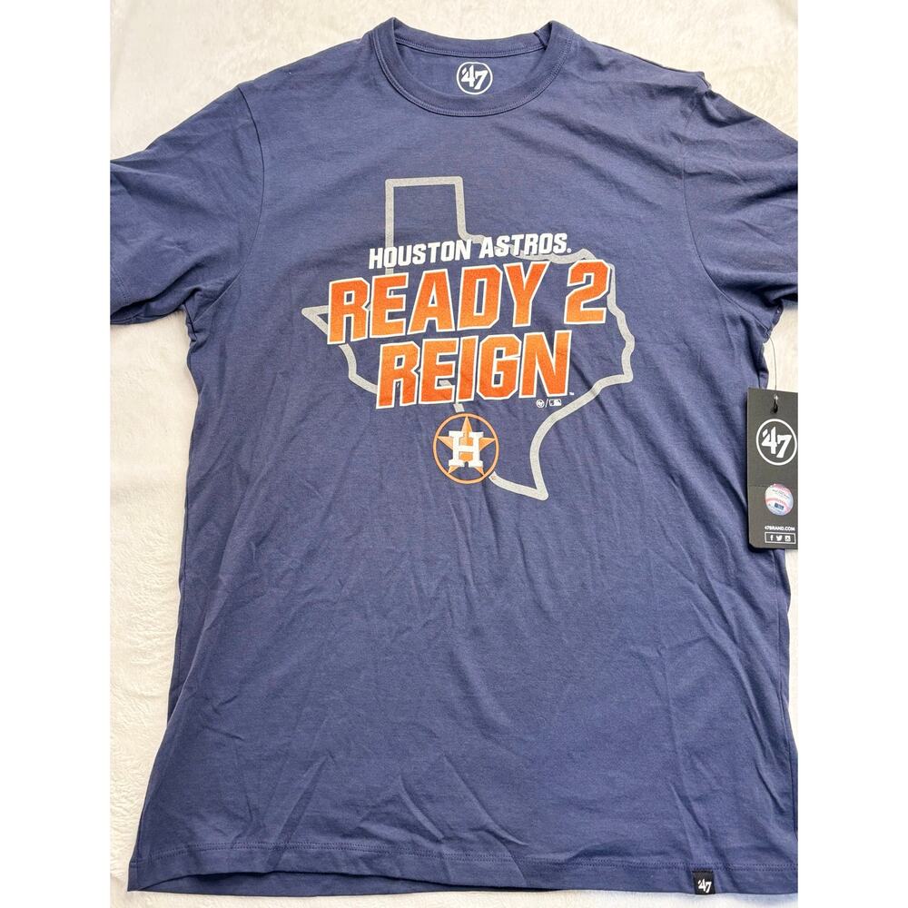 ‘47 Men’s Small Atlas Blue Houston Astros Ready 2 Reign SS Graphic T-Shirt NWTs